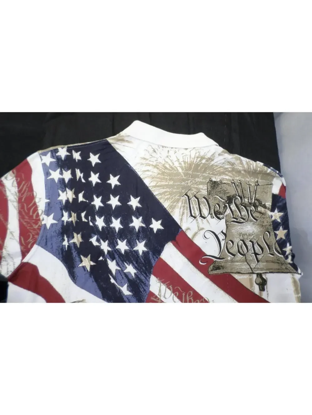 DESIGNER COTTON TRADERS WE THE PEOPLE COTTON POLO AMERICAN FLAG SHIRT MEDIUM - Picture 11 of 12